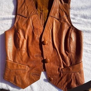 Vintage - XS Brown Leather Vest